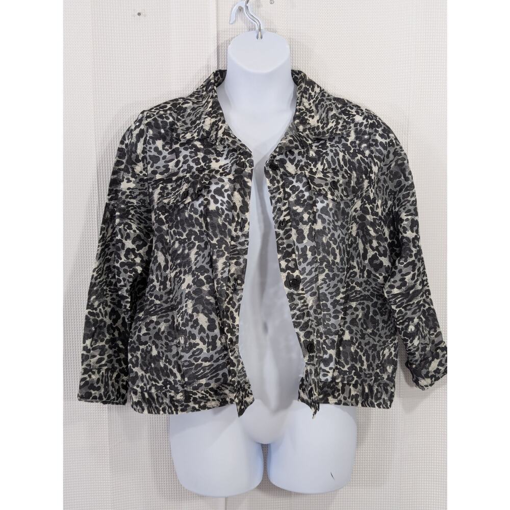 NWOT! NOTATIONS WOMAN! LINEN+! BLACK,TAN SHEER NET JEAN JACKET STYLE TOO! SZ 1X - Picture 2 of 10